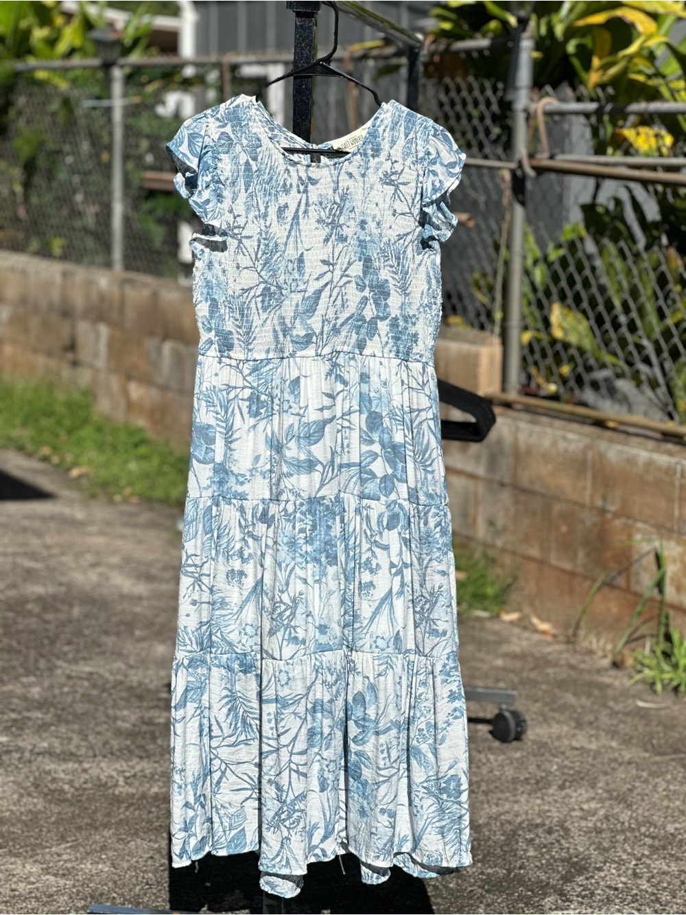 Sweet Wanderer Blue and White Floral Maxi Dress
